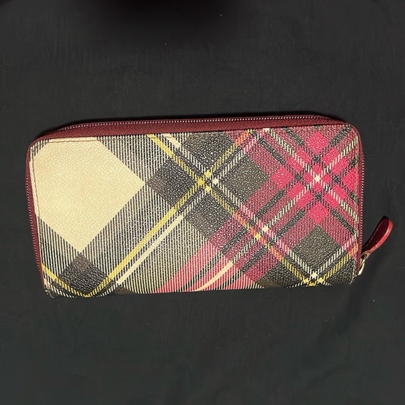 SOLD✨Vivienne Westwood✨ Red Tartan Orb Zippy Wallet EUC - Picture 3 of 17